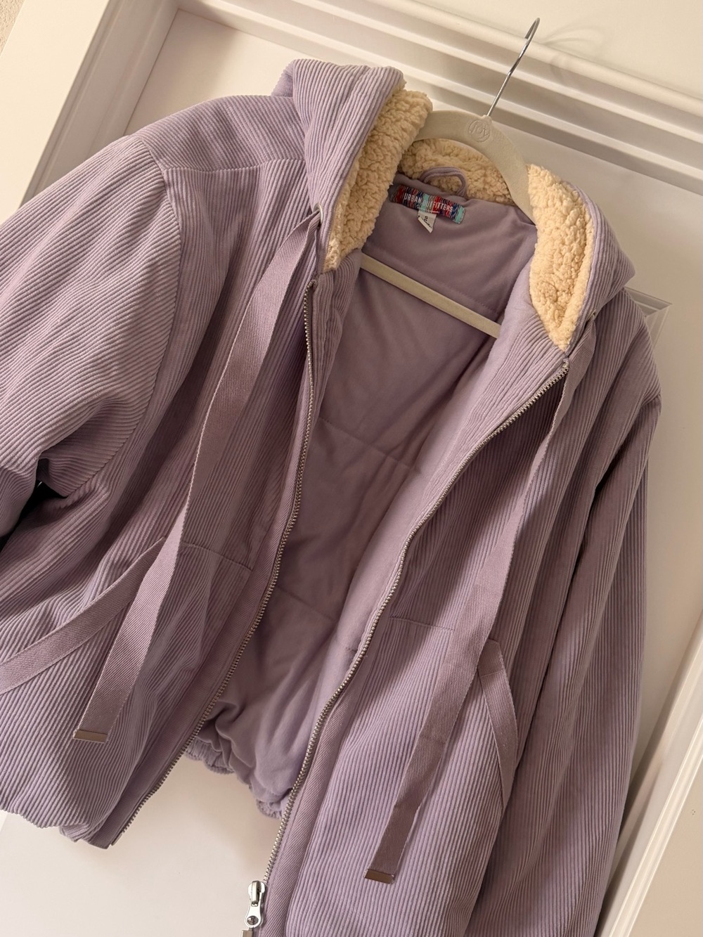Urban Outfitters Lavender Sherpa-Lined Corduroy Jacket - Women's Cozy Coat